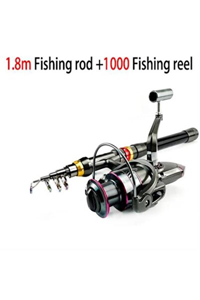 Choice3 صنارة صيد بطول 1.8 متر وبكرة 1000، طقم صنارة وبكرة صيد من ألياف الكرب...