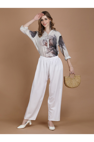 Michael Kovlin By Styli White Wide Leg Ethnic Palazzos