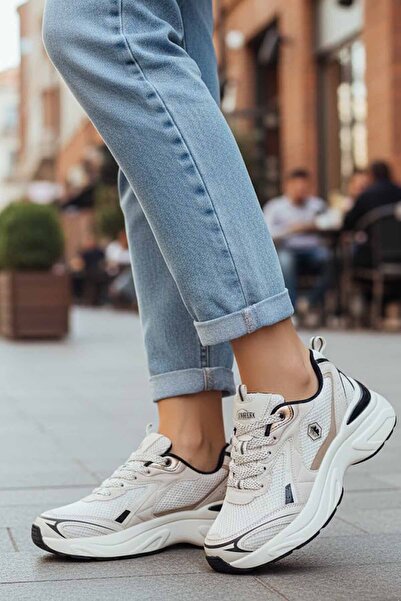 lumberjack Kadın Bej Platform Taban Sneaker - Kalın Tabanlı Günlük Spor Ayakkabı