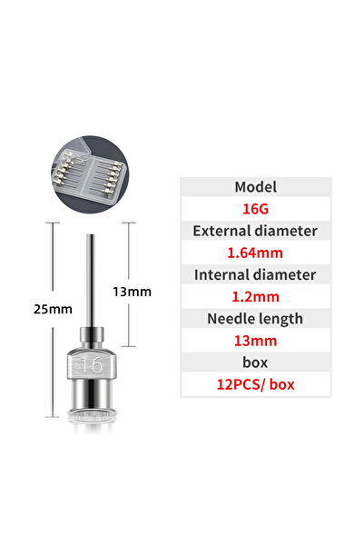 Choice3 13mm 16G 12PCS 12 Pack Dispensing Needle Stainless Steel Tip Needle 0...