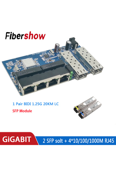 choice2 PCBA LC 20KM Gigabit Ethernet switch Fiber Optical Media Converter 4 ...