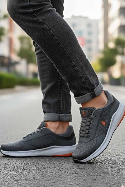 lumberjack Men's Dark Gray Sneaker - Orange Detailed Lightweight Sole Casual ...