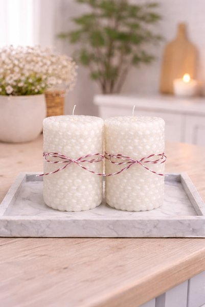 Bead 2 Li Bubble Mum Seti – 8 cm Dekoratif Kabarcık Mum El Yapımı Modern Ev D...