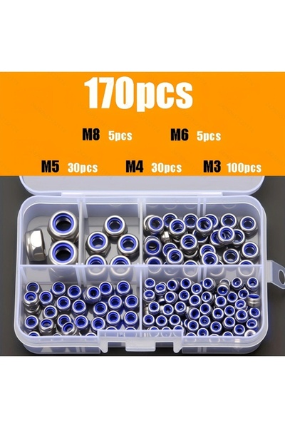 Choice1 170Lock Nuts M3 M8 AGASHE 170/220/240pcs Stainless Steel Metric Lockn...