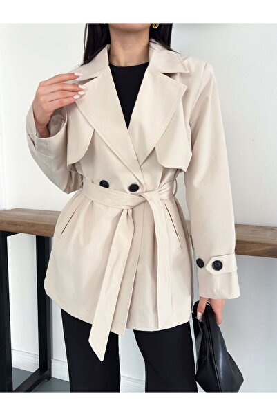 Ekim Store Cape Belted Mid-Length Trench Coat