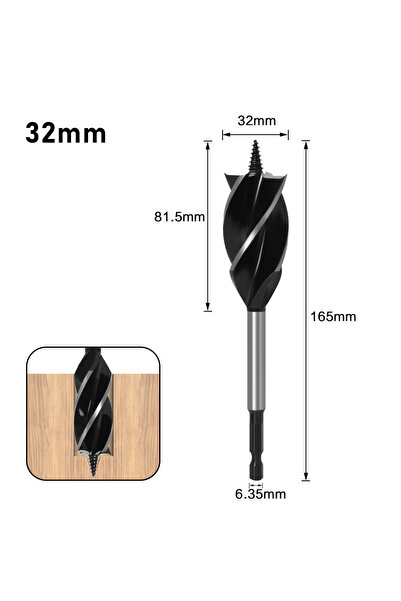 Choice6 32mm 10-35mm Woodworking Twist Drill Bit Set Long Four-slot Four-blad...