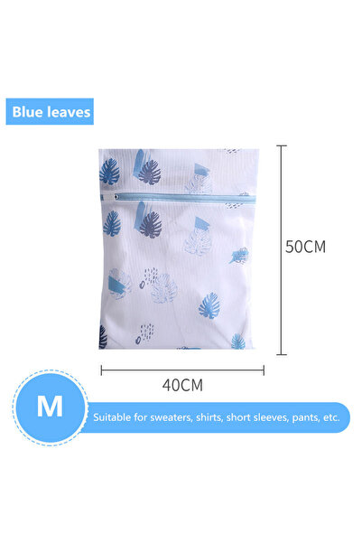 choice2 M 40x50cm Laundry Bag Print Blue Leafves Dirty Clothes Cleaning Prote...