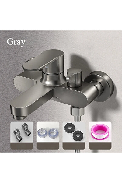 choice2 صنبور دش رمادي اللون، صمام خلط، طقم دش، مفتاح خلط حوض الاستحمام، مفتا...