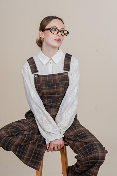 MissVina Beatriz Strappy Plaid Pattern Jumpsuit 50363