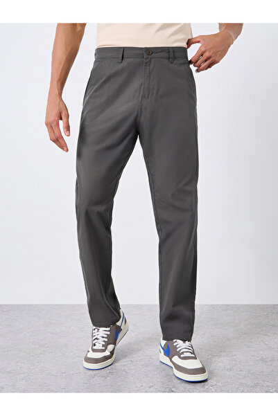 Styli Men Grey Regular Tapered Tailored Trousers