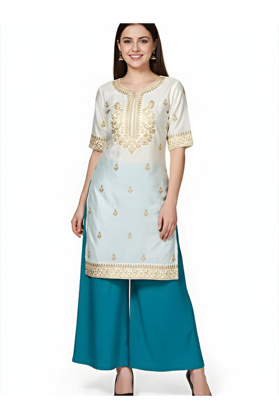 Michael Kovlin By Styli Blue Wide Leg Ethnic Palazzos