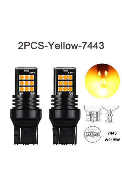 Choice5 2PCS-Yellow-7443 NLpearl 2PCS 7440 7443 Led Bulb Brake Light Reverse ...