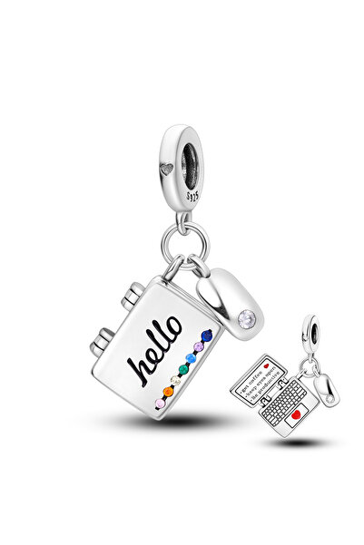 Choice11 KTC624 925 Silver Charms Campus Graduation Coffee Palette Beads Fit ...