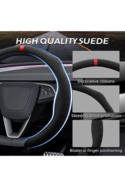 NALACAL Universal Steering Wheel Cover - Non-Slip Suede Cover for Enhanced Gr...