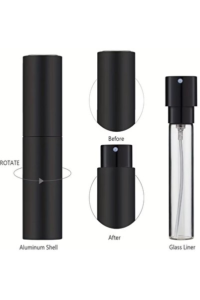 Choice زجاجة عطر سوداء للسفر سعة 10 مل، عبوة كولونيا قابلة لإعادة التعبئة، زج...
