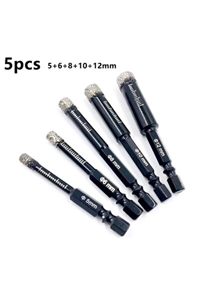 choice2 5Pcs (5 6 8 10 12mm) 5-16mm Brazed Drill Bit Stone Vaccum Hole Opener...