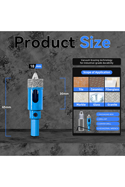 Choice1 Square 18 1pcs 18-68MM Diamond Drill Bits Set Ceramic Tile Hole Saw w...