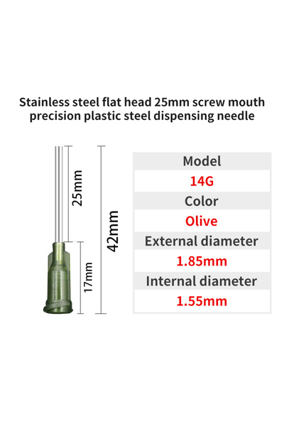 Choice11 25mm 14G 50Pcs 10G-30G Dispensing Needle Industrial Tip with Luer Lk...