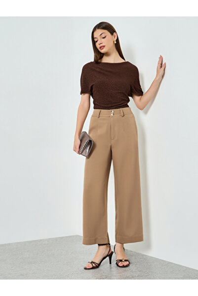 Styli Tan Solid Barrel Fit Trousers