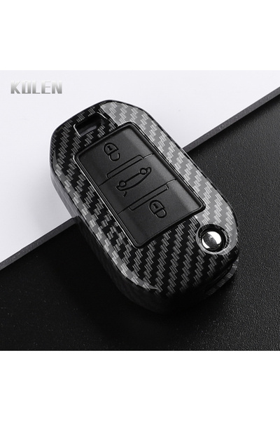 Choice7 غطاء مفتاح سيارة من ألياف الكربون ABS من 3A، مناسب لسيارات بيجو 208، ...