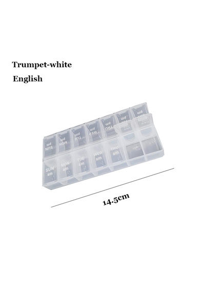 Choice19 منظم حبوب أسبوعي من شونشي، أبيض اللون، مزود بأقسام صباحية ومسائية، م...