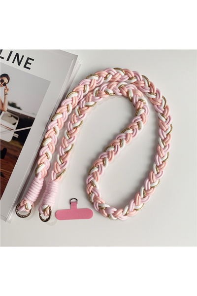 Choice6 حبل تعليق جديد للهاتف من بوليستر /النايلون، وردي اللون، قابل للفصل وا...