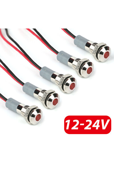 Choice6 5 قطع من مؤشرات LED المعدنية الحمراء 6 مم، مقاومة للماء، تعمل بجهد 3-...