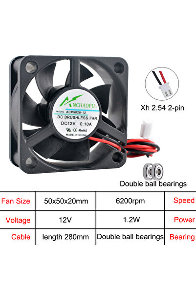 Choice3 مروحة يحافظ على البرودة محورية مزدوج القطب ACP5020 سوداء اللون، تعمل ...