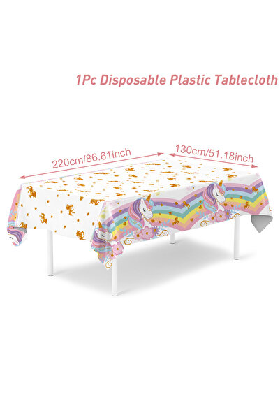Choice3 1 Rainbow Unicorn PE Tablecloth Happy Unicorn Theme Birthday Party De...