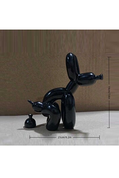 Choice6 Large black Modern Art Squat Balloon Dog Animal Decorative Statue, Su...
