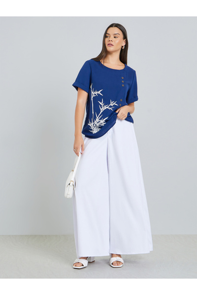 Take Two By Styli White Solid Wide Leg Trousers