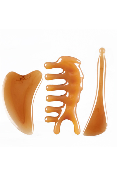 Choice1 3 قطع - لوح تدليك غواشا من الراتنج لكشط الجلد، لوح تدليك للوجه والعين...