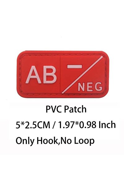 Choice25 23-Red AB NEG Small Patch with Hook,PVC Blood Type A B AB O POS NEG ...