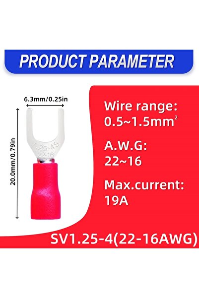Choice3 80pcs-SV1.25-4 80pcs insulated fork spade wire butt connectors - #8 s...