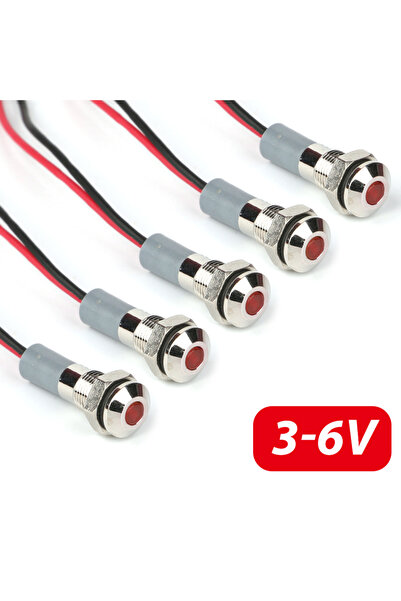Choice9 5 قطع أحمر 3-6 فولت، 5 قطع 6 مم، ضوء مؤشر LED معدني مقاوم للماء 3-6 ف...