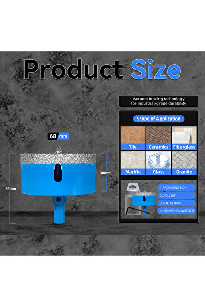 Choice15 مجموعة رؤوس حفر ماسية مربعة 68 (18-68 مم) لثقب بلاط السيراميك، مع مث...