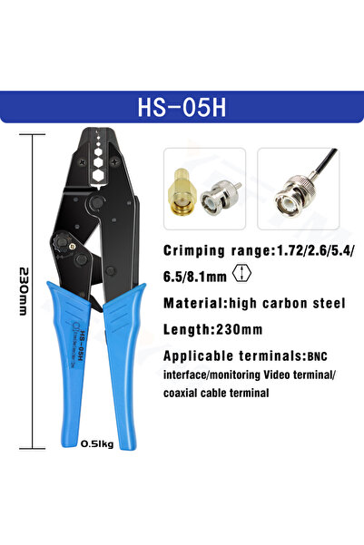 Choice24 أدوات التجعيد HS-05H، كماشة HS-03BC لكابلات 2.8/4.8/6.3/المكشوفة/الأ...