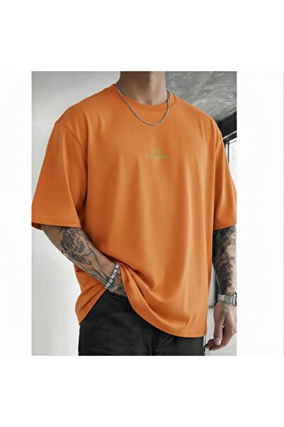 NO 601 Men's Orange Oversize Gold Cast Collection Printed Tshirt