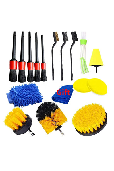 Choice1 17 قطعة من فرش تنظيف محاور عجلات السيارات مقاس 18 بوصة، فرشاة غسيل ال...