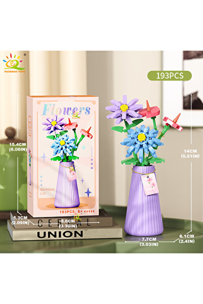 Choice5 رقم 7-1 هويكيباو إم باقة زهور أبدية مع وعاء، مكعبات بناء صغيرة، عباد ...