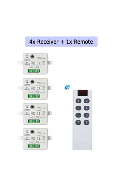 Choice 4 أجهزة استقبال، جهاز استقبال مرحل واحد، مفتاح إضاءة لاسلكي CENFAYA ثم...