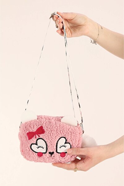 GlassySKY Plush Heart Figured Zippered Panda Figured Hanging Bag for Girls Sh...