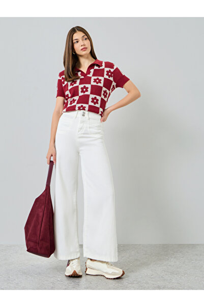 Styli Women Waist Double-Button Wide Leg Jeans