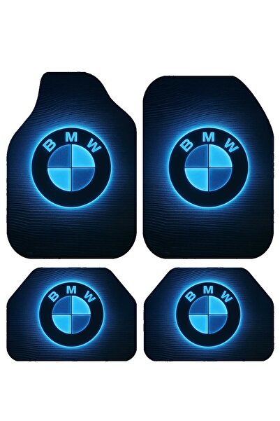 Pixel Dizayn BMW Logolu Oto Halı Paspas 4 Parça Set Kaymaz Dot Taban Siyah Ar...