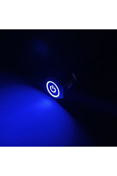 Choice54 Latching 12-24V Power Symbol Blue 16mm Metal Push Button Switch Ring...