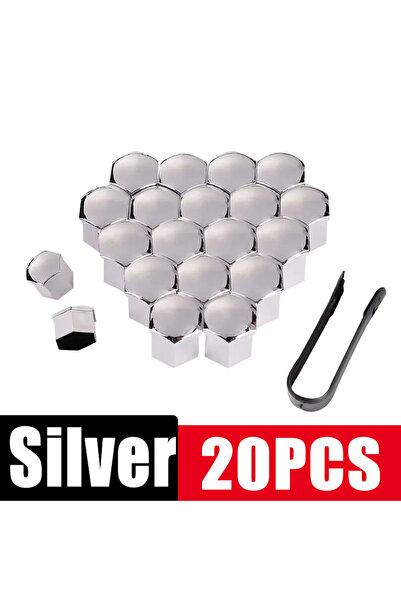 Choice32 أغطية صواميل عجلات السيارات الجديدة مقاس 17/19/21 مم، فضية اللون، 20...