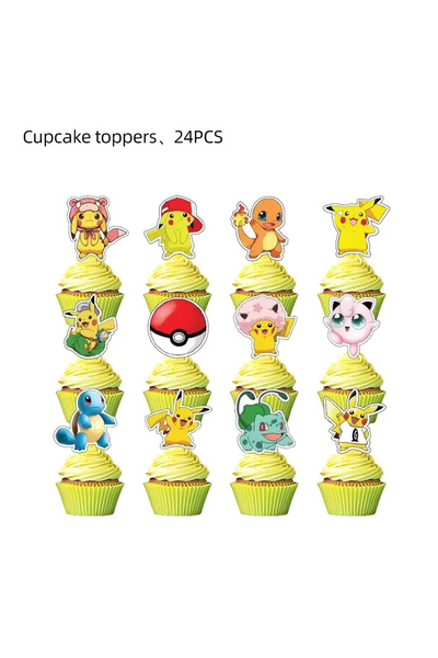 Choice6 24pcs cake topper Pokemoned Cake Topper Happy Birthday Decorati Pikac...