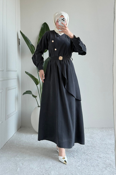 Tesettür Diyarı İcona Tansel Kumaş Ö Με κουμπιά μπροστά T Με αγκράφα Φόρεμα Τ...