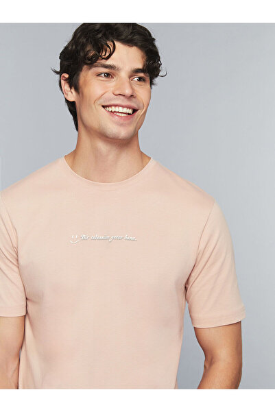 LC Waikiki Ανδρικό μπλουζάκι Özmarka New Season Crew Neck Slogan με τύπωμα απ...