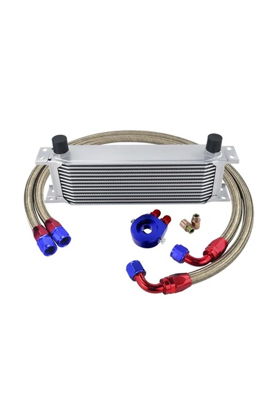 Choice5 طقم مبرد زيت عالمي من 13 صفًا من سيلفر 6721BR + محول فلتر زيت + نايلو...